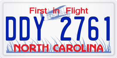 NC license plate DDY2761