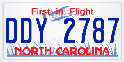 NC license plate DDY2787
