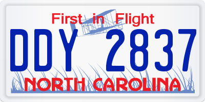 NC license plate DDY2837