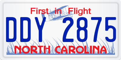 NC license plate DDY2875