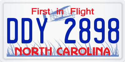 NC license plate DDY2898