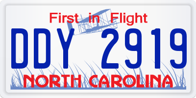 NC license plate DDY2919