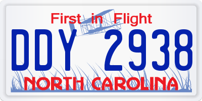 NC license plate DDY2938