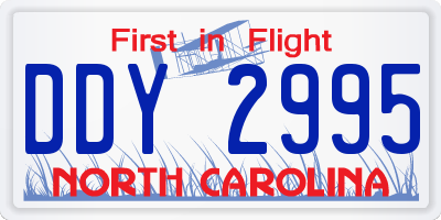 NC license plate DDY2995