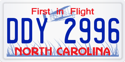 NC license plate DDY2996