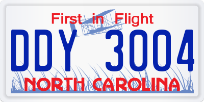 NC license plate DDY3004