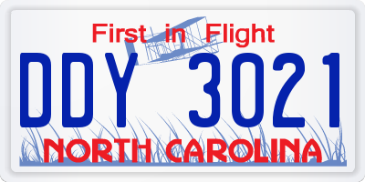 NC license plate DDY3021