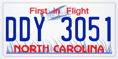 NC license plate DDY3051