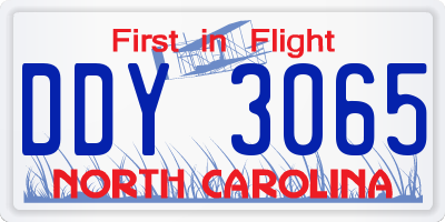 NC license plate DDY3065