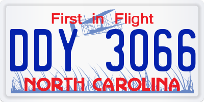 NC license plate DDY3066