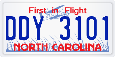 NC license plate DDY3101