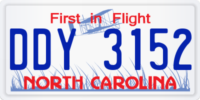 NC license plate DDY3152