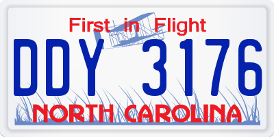 NC license plate DDY3176