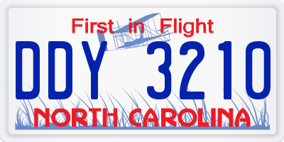 NC license plate DDY3210