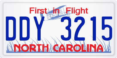 NC license plate DDY3215