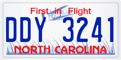 NC license plate DDY3241