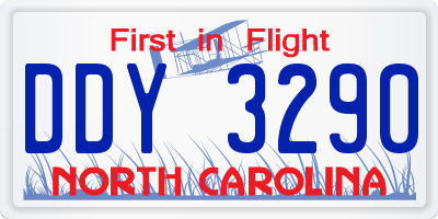 NC license plate DDY3290