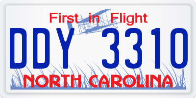NC license plate DDY3310