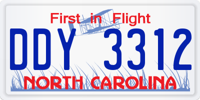 NC license plate DDY3312