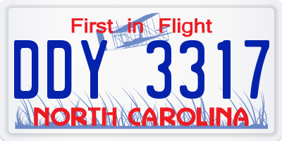 NC license plate DDY3317