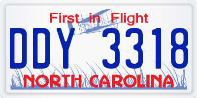 NC license plate DDY3318