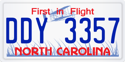 NC license plate DDY3357