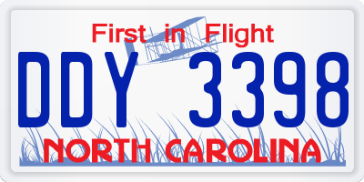 NC license plate DDY3398