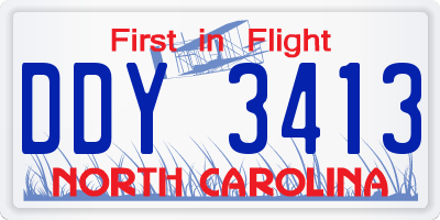 NC license plate DDY3413