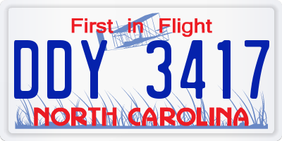 NC license plate DDY3417