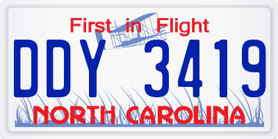 NC license plate DDY3419