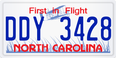 NC license plate DDY3428