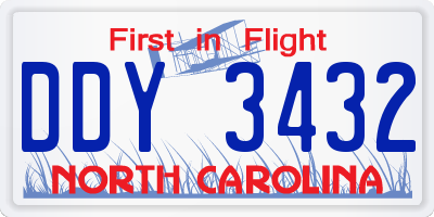 NC license plate DDY3432