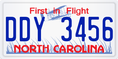 NC license plate DDY3456