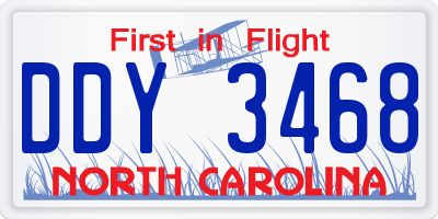 NC license plate DDY3468