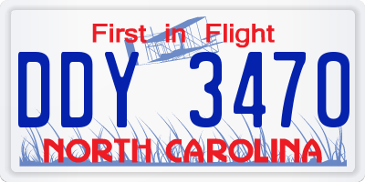 NC license plate DDY3470