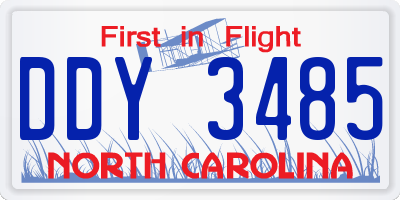NC license plate DDY3485