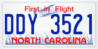 NC license plate DDY3521