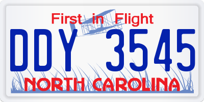 NC license plate DDY3545