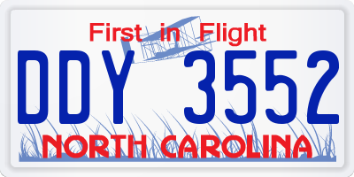 NC license plate DDY3552