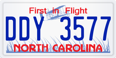 NC license plate DDY3577