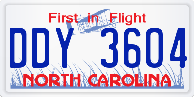 NC license plate DDY3604