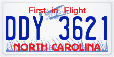 NC license plate DDY3621