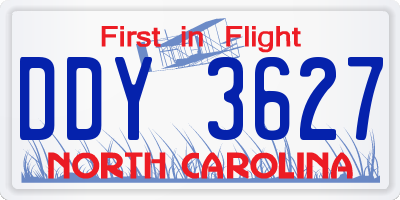 NC license plate DDY3627