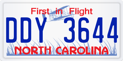 NC license plate DDY3644