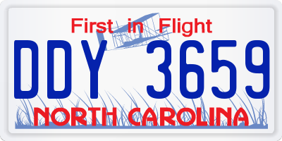 NC license plate DDY3659