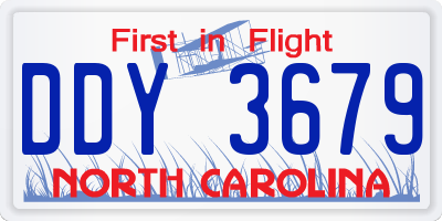 NC license plate DDY3679