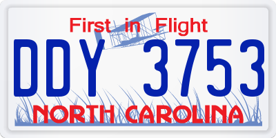 NC license plate DDY3753