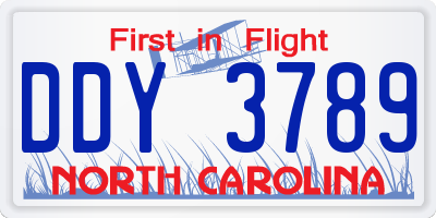 NC license plate DDY3789