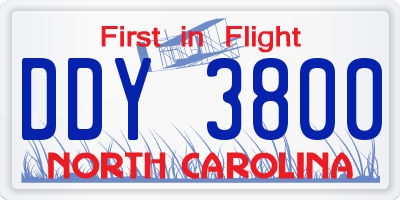 NC license plate DDY3800