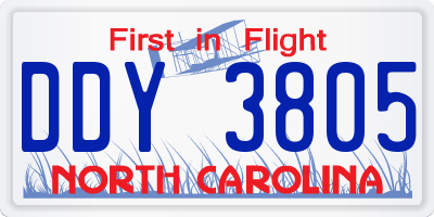 NC license plate DDY3805